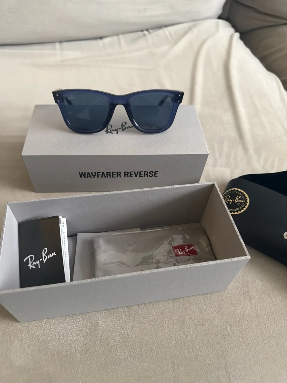 Ray-Ban Wayfarer Reverse 6708/3A Navy Blue Sunglasses Unisex Orig $215